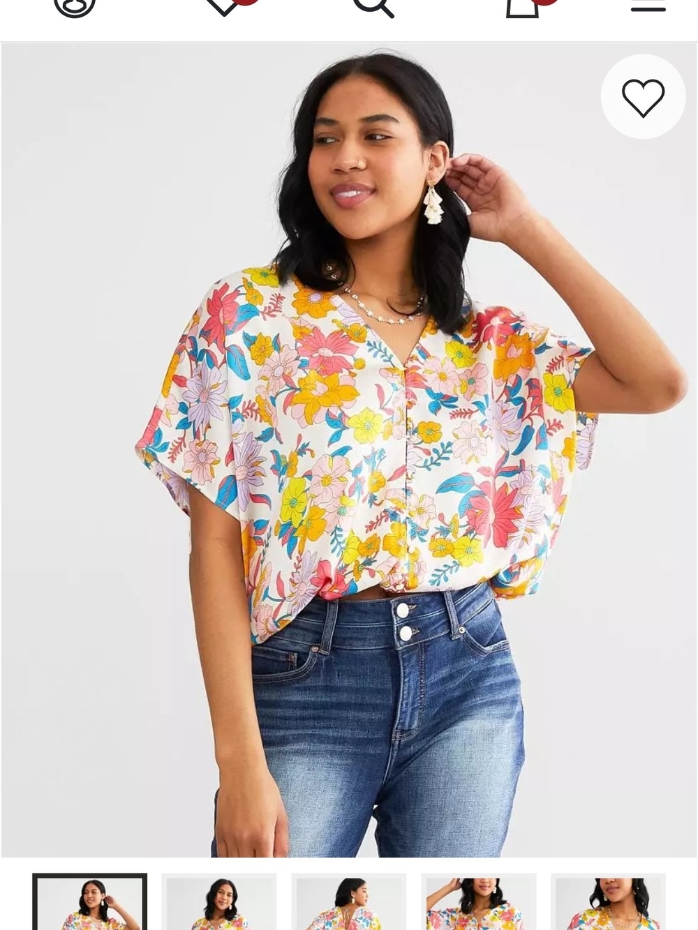 Daytrip Floral Button-Front V-Neck Blouse - Multicolor